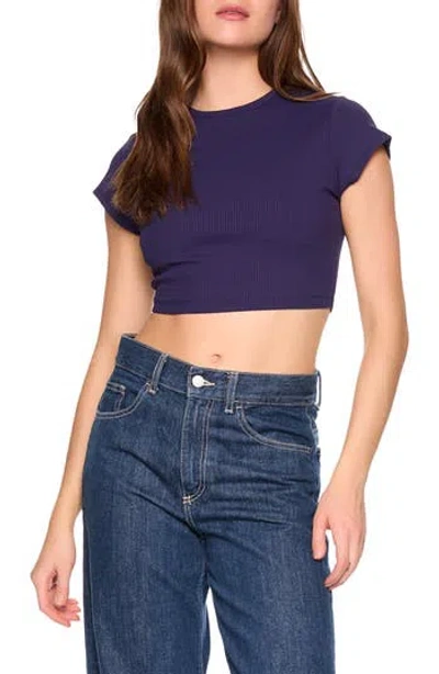 Susana Monaco Crewneck Rib Crop T-shirt In Gray