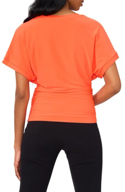 Chaus Solid Ruched Knit Top In Orange