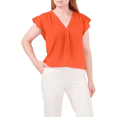 Chaus Print Flutter Sleeve Blouse In Orange