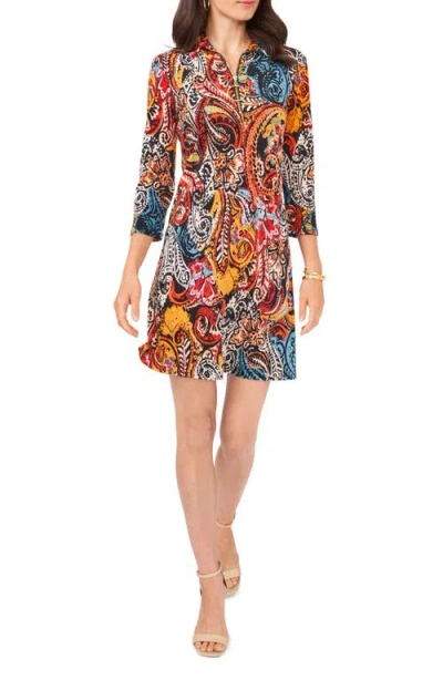 Chaus Paisley Stretch Jersey Dress In Brown
