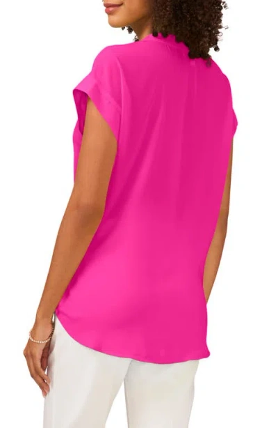 Chaus Split Neck Georgette Blouse In Brown