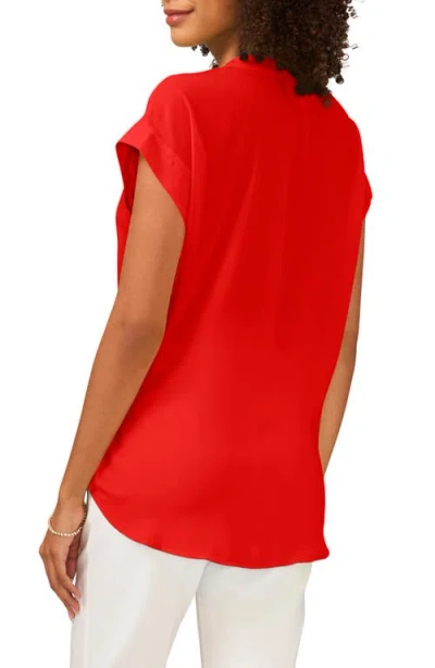 Chaus Split Neck Georgette Blouse In Blue