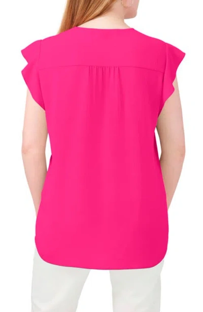 Chaus Print Flutter Sleeve Blouse In Brown