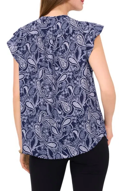 Chaus Print Flutter Sleeve Blouse In Brown