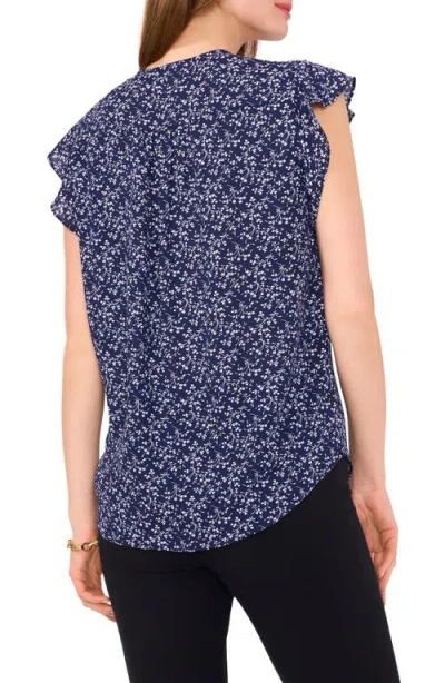 Chaus Print Flutter Sleeve Blouse In Brown