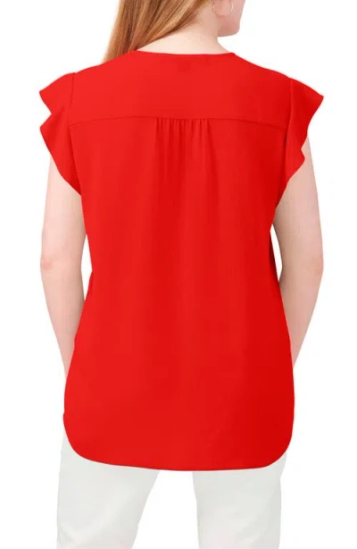 Chaus Print Flutter Sleeve Blouse In Brown