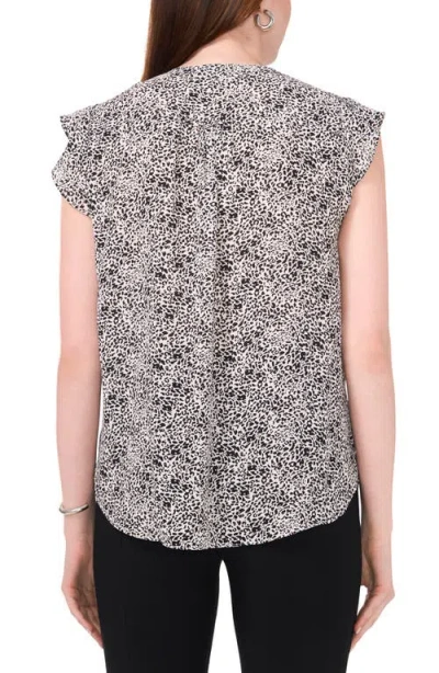 Chaus Print Flutter Sleeve Blouse In Black