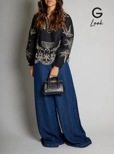 Dolce & Gabbana Women 'marlene Small 'black Handbag With Shoulder Strap And Logo Embossed On The Bac In Black