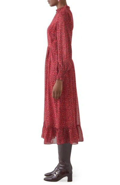 Lk Bennett Suzette Floral Print Long Sleeve Maxi Dress In Red