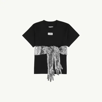 Mm6 Maison Margiela Cotton T-shirt With Gloves In Black