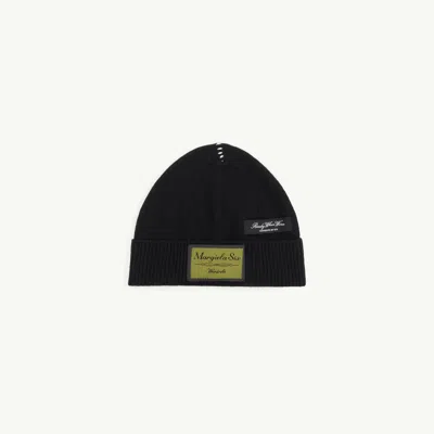 Mm6 Maison Margiela Black Access Labels Story Beanie In Black