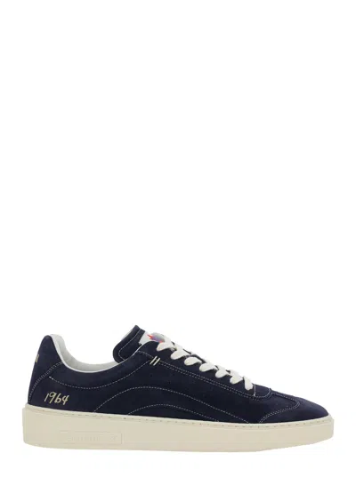 Dsquared2 Blue Low Top Sneakers With Logo Patch On The Tongue And Logo Lettering On The Heel In Suede Man In Blue