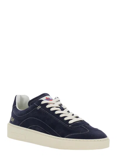 Dsquared2 Blue Low Top Sneakers With Logo Patch On The Tongue And Logo Lettering On The Heel In Suede Man In Blue