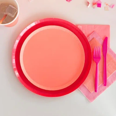 Jollity & Co Solid Color Dinner Plates In Red