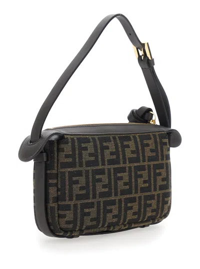 Fendi Women 'simply ' Brown Shoulder Bag With Knot Detail On The Front And Adjustable Shoulder  In Multi