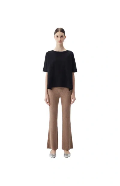 Gobi Mongolian Cashmere Box-cut Cotton Silk Cashmere Blend T-shirt In Black