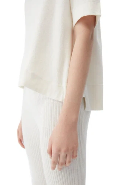 Gobi Mongolian Cashmere Box-cut Cotton Silk Cashmere Blend T-shirt In White