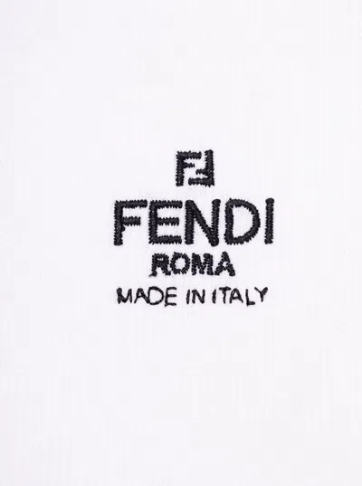 Fendi Women White Ribbed Crop T-shirt With Logo Embroidery In Cotton Woman In White