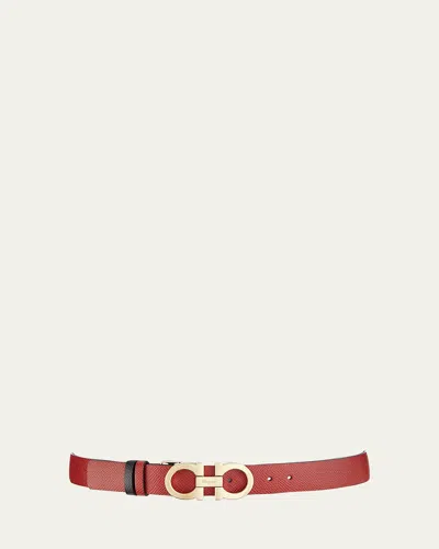 Ferragamo Gancini-buckle Reversible Leather Belt In Brown