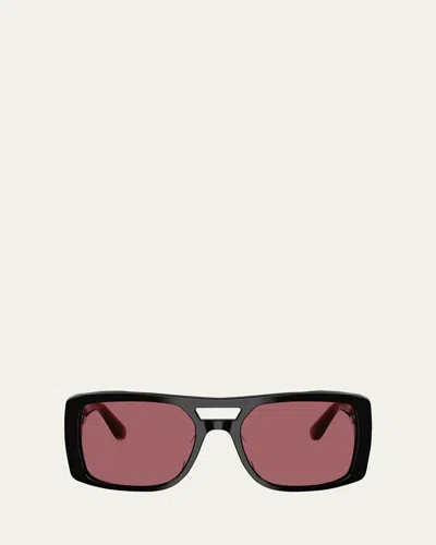 Brunello Cucinelli Bc4012s Square Acetate Sunglasses In Black