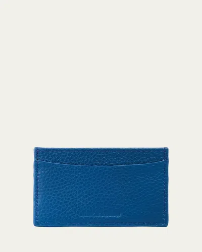 Graphic Image Slim Leather Card Case In Blue