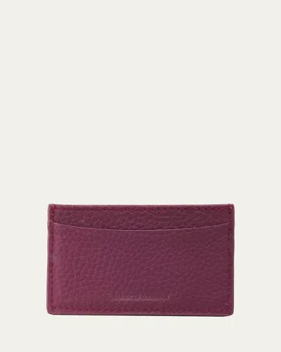 Graphic Image Slim Leather Card Case In Burgundy