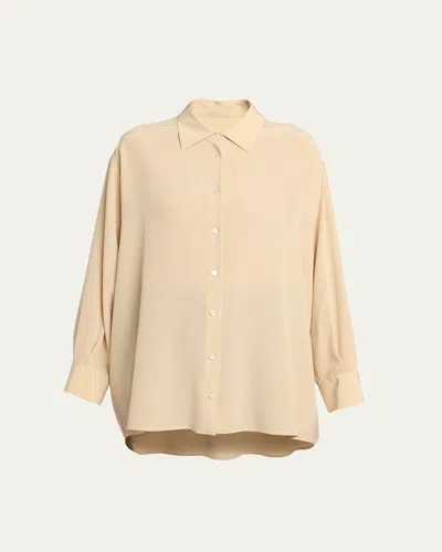 The Row Luka Oversized Silk Button-down Shirt In Neutral