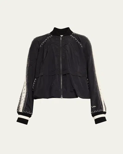 Sea Alberta Embellished Track Jacket In Black