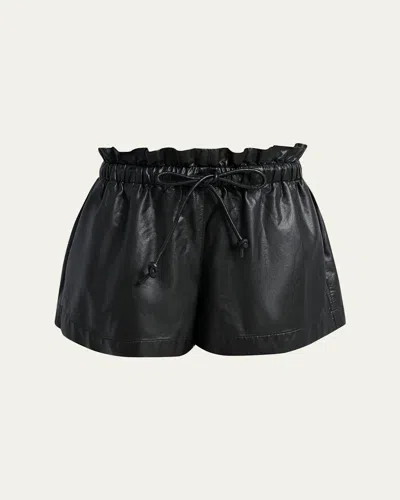Isabel Marant Étoile Naline Paperbag Waist Faux Leather Shorts In Animal Print