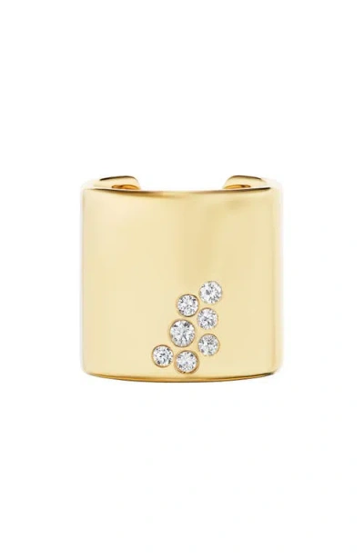 Uniform Object Stoned 18k Gold Diamond Cuff Ring In Gold