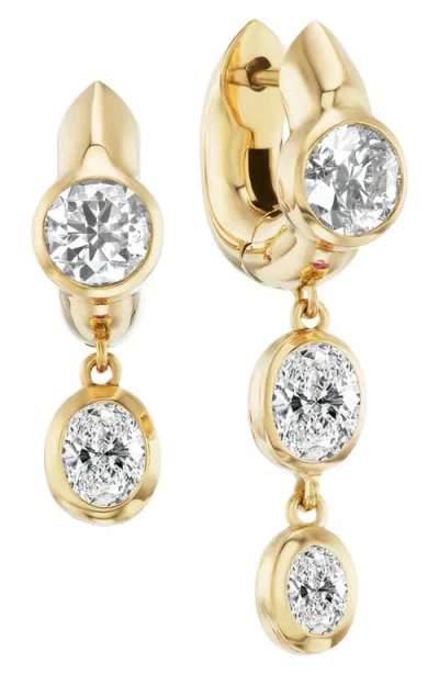 Uniform Object Tusk Bezel Set Diamond Drop Earrings In Gold