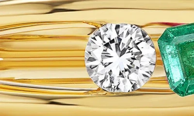 Uniform Object Impact Emerald & Diamond Ring In Brown