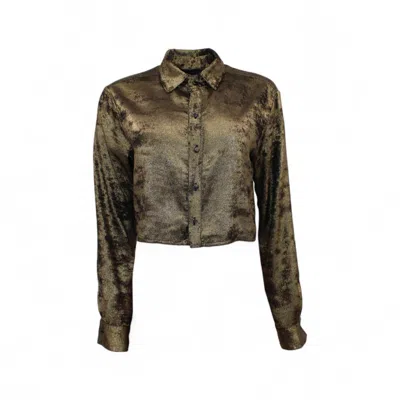 Monzlapur New York Women's Burnt Gold Cropped Shirt In Gold