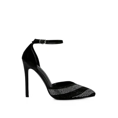 Rag & Co Women's Nobles Black Rhinestone Patterned Stiletto Sandals By  In Multi