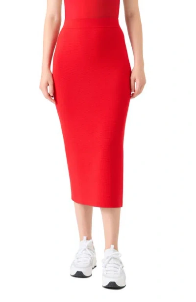 Akris Punto Stretch Virgin Wool Midi Pencil Skirt In Red