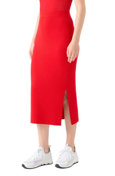 Akris Punto Stretch Virgin Wool Midi Pencil Skirt In Red