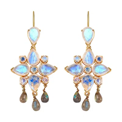 Emma Chapman Jewels Women's White / Grey Moonstone Labradorite Dangle Earrings In Gray