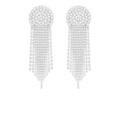 The Gala Women's Silver Galaxy Fringe Crystal Statement Earrings In Silver
