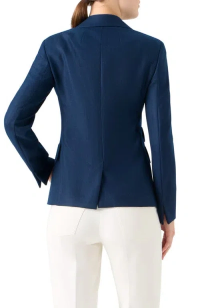 Akris Hans Herringbone Cashmere Blazer In Blue