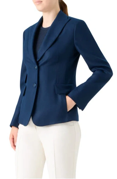 Akris Hans Herringbone Cashmere Blazer In Blue