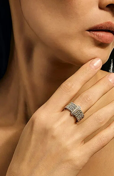 John Hardy Icon Link Ring With Diamonds In Metallic