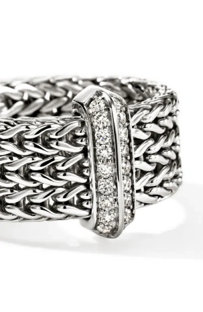 John Hardy Icon Link Ring With Diamonds In Metallic