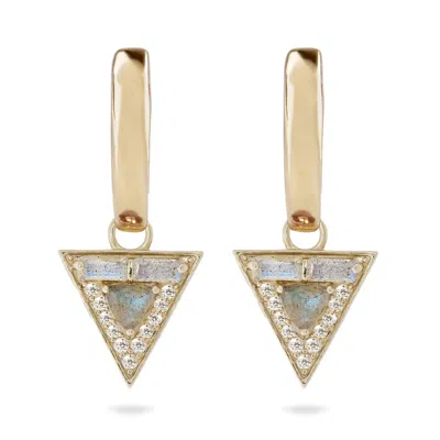 Zohreh Women's Limited Edition Diamond & Labradorite Triangle Hoop Earrings 9k Gold In Gold