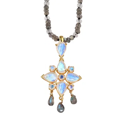Emma Chapman Jewels Women's Grey / White Moonstone Labradorite Pendant In Multi