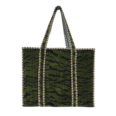 Conscious Yoga Collective Women's The Tiger Velvet Tote In Green In Green