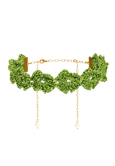 Lavani Jewels Women's Green Gertrudis Clover Choker In Green