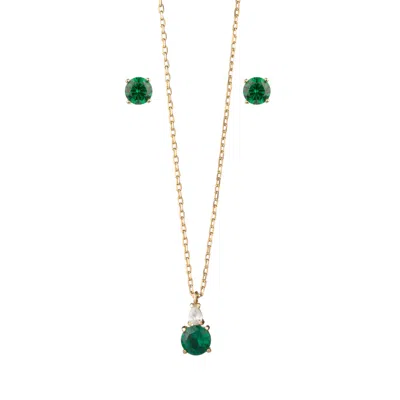 Chiarella Women's Gold Brillante Green Set - Necklace + Earrings In Gold