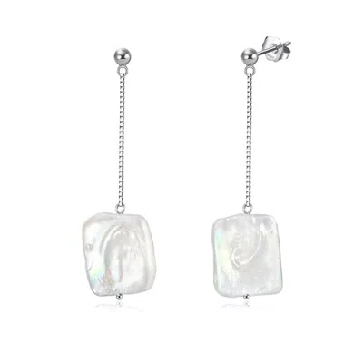 Mayfair Pearls Women's White / Silver Silver Chain Drop Baroque Earrings In Multi