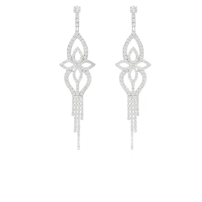 The Gala Women's Silver Eternal Lattice Crystal Earrings In Silver