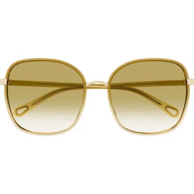 Chloé 56mm Gradient Square Sunglasses In Green